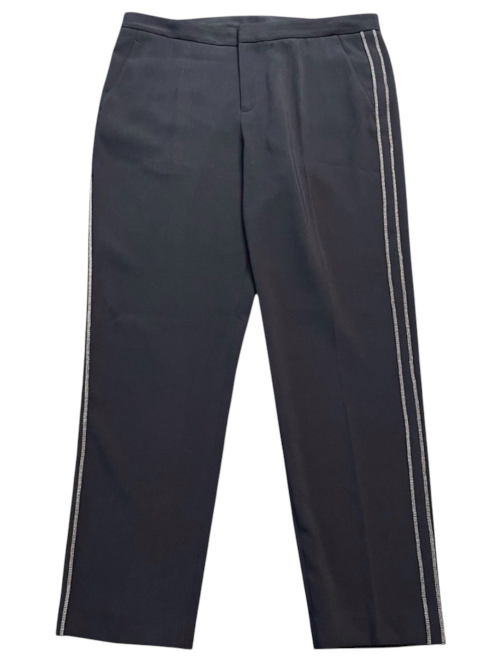 Georges Rech Paris Navy Side Embellished Double Stripe Ankle Pant (US 10/FR 42)